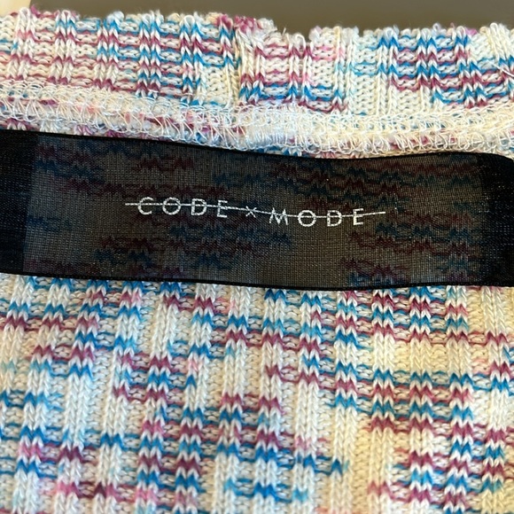 Code Mode Burgundy & Blue Multi High / Low V Neck Long Sleeve Sweater Women’s XS - Picture 8 of 11